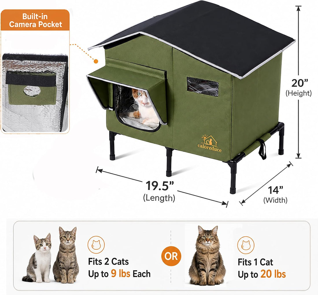 Heated Outdoor Cat House for Winter, Insulated Feral Cat Shelter