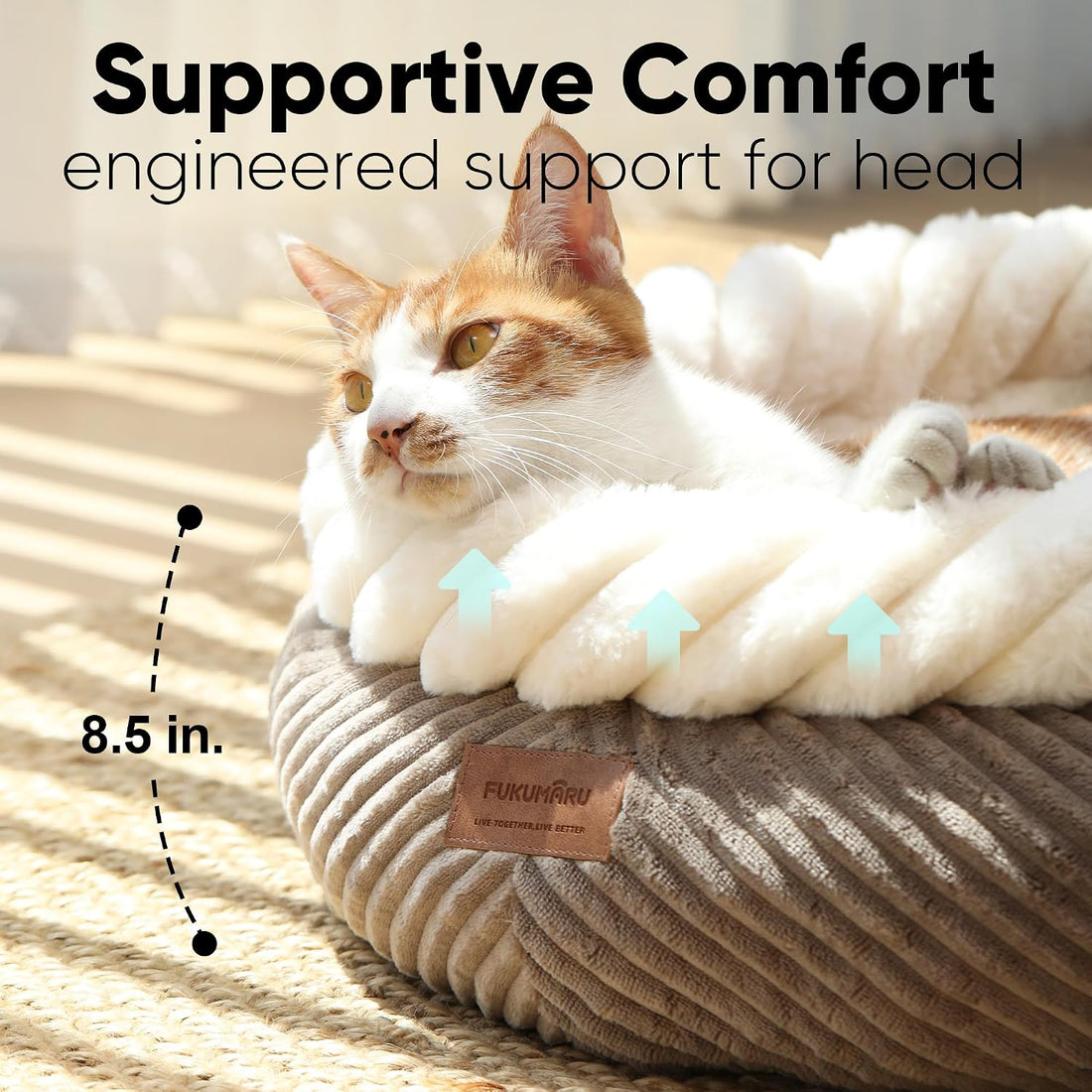FUKUMARU Cat Bed, Calming Donut Dog Beds