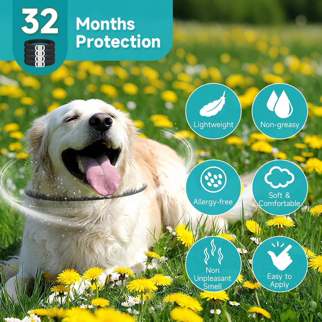 Flea and Tick Prevention for Dogs, 4-Pack Flea Collars