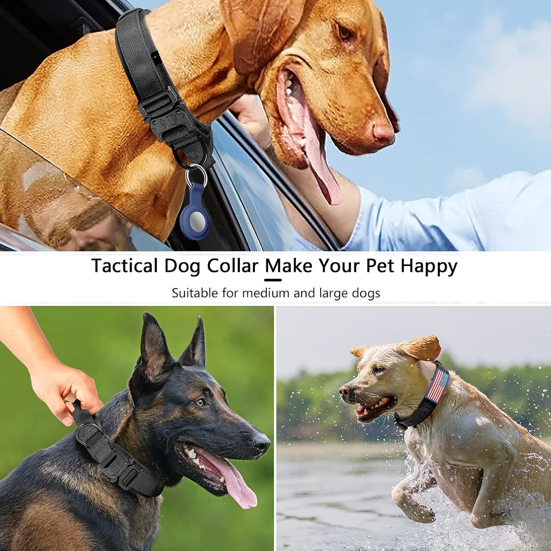 DAGANXI Tactical Dog Collar, Adjustable Military Training Nylon Dog