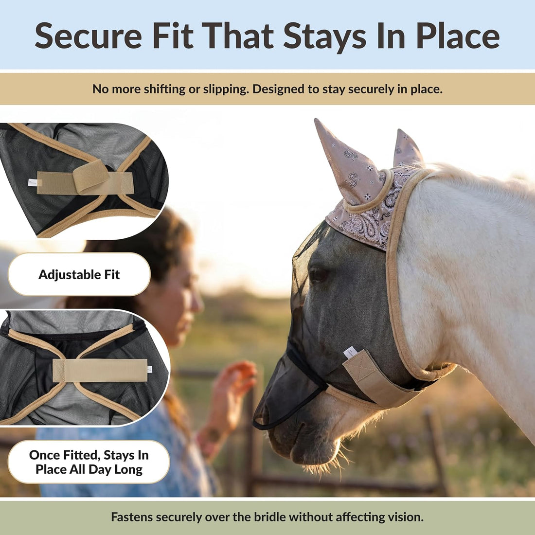 TSZ Fly Free Ride Horse Fly Mask Standard