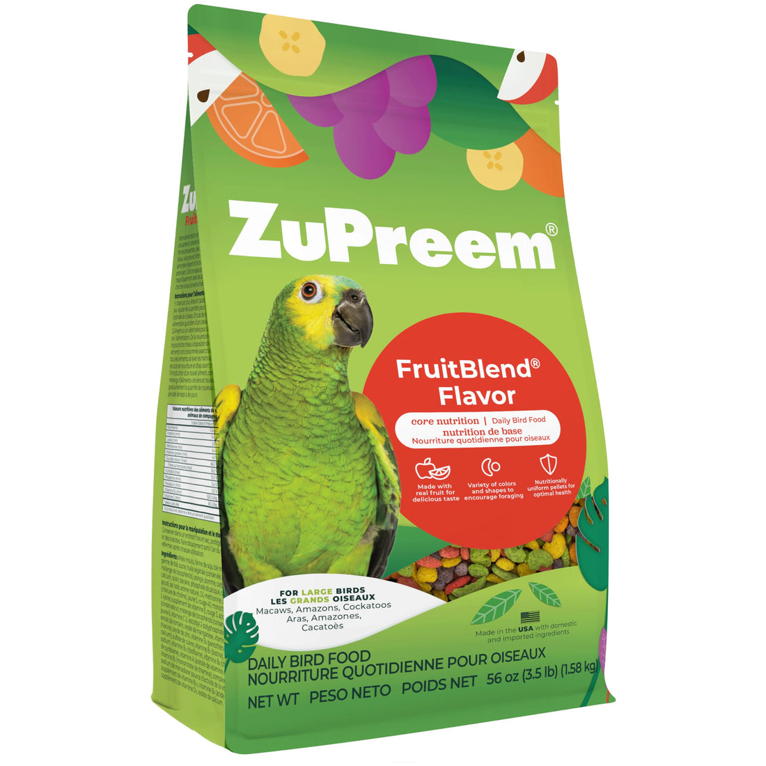 ZuPreem FruitBlend Bird Pellets, Daily Bird Food for Amazon, Cockatoo