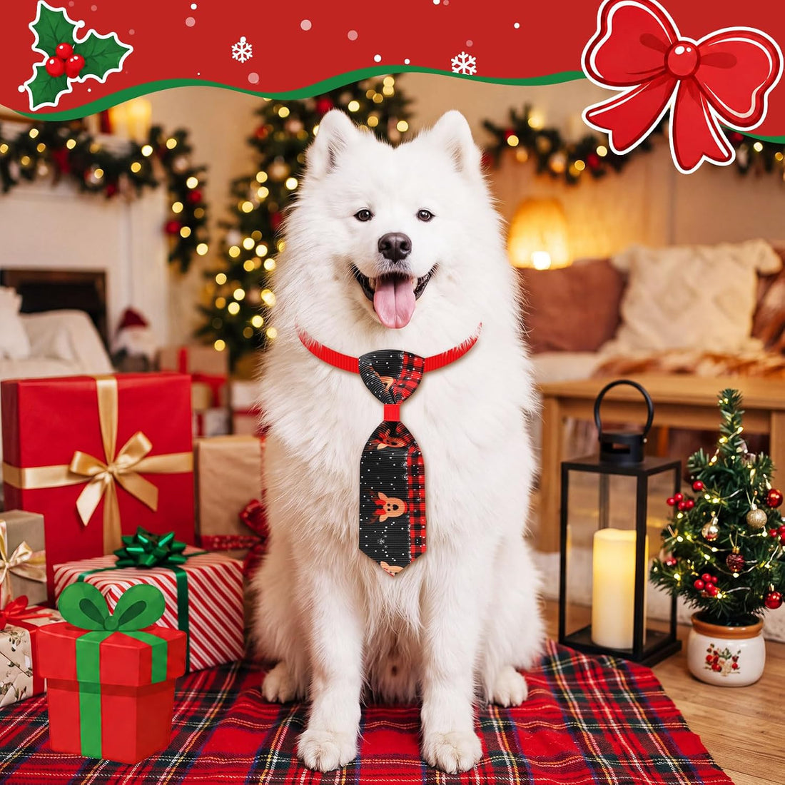 Talltalk 240 Pcs Christmas Dog Bow Ties, Adjustable Xmas Neckties