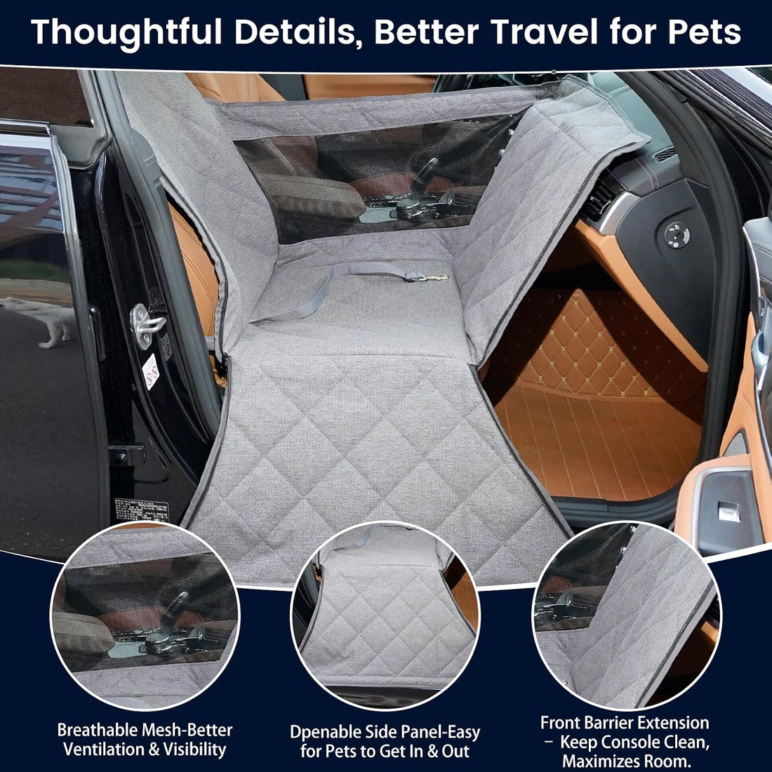 Front Seat Dog Car Seat for Small/Medium Dogs with Door Protection