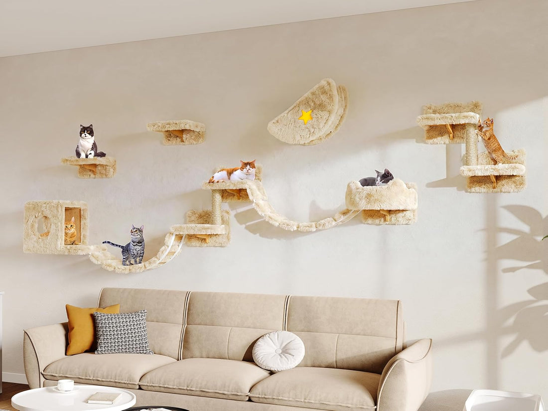 13-in-1 Cat Wall Shelves, Moon & Bridge Cat Wall Furniture