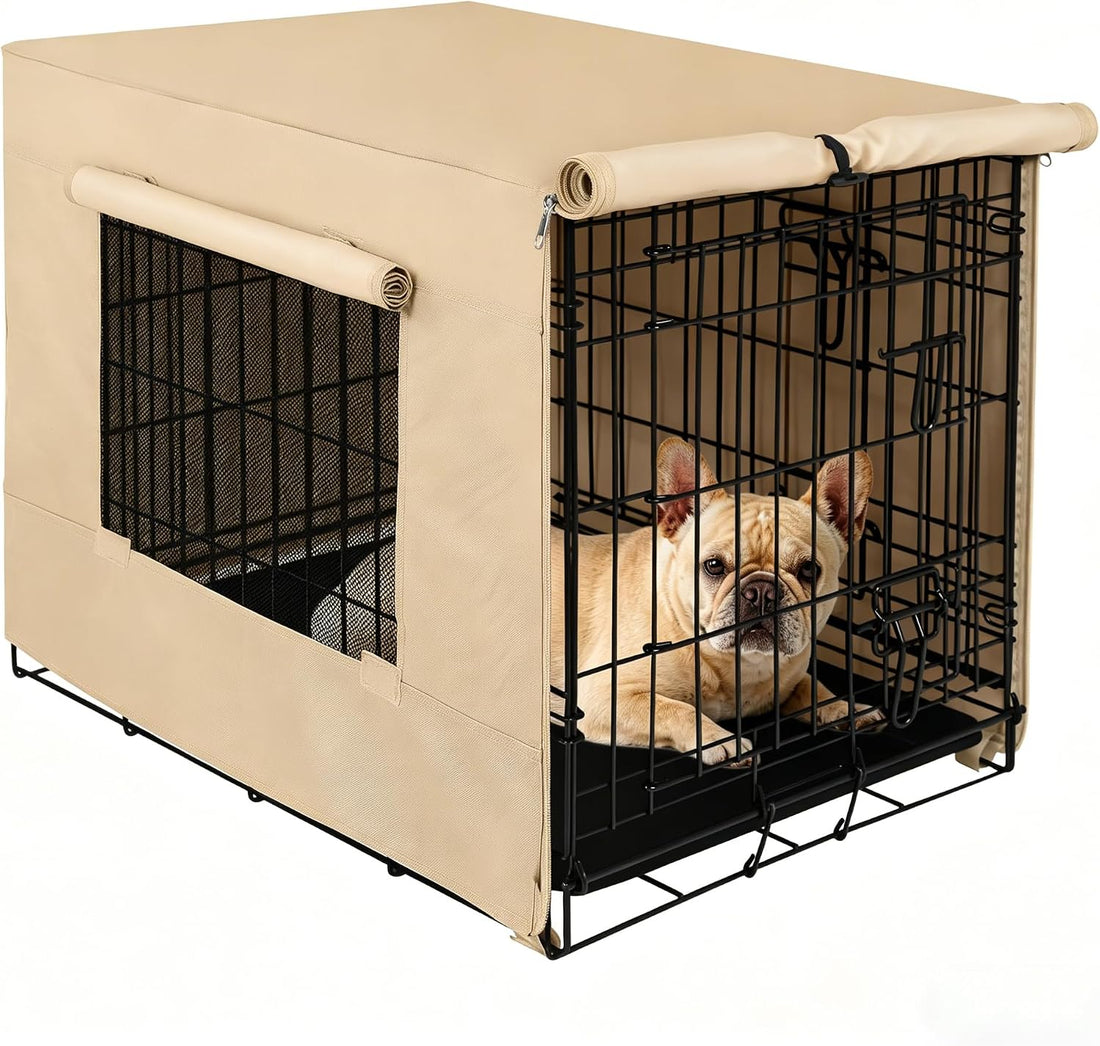Akinerri Dog Crate Cover, Kennel Covers with Mesh Window, 42 in