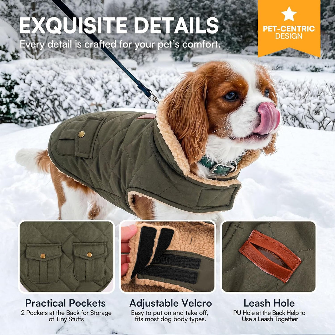 Queenmore Warm Puffer Dog Coat Thick Plush Quilting Small Winter