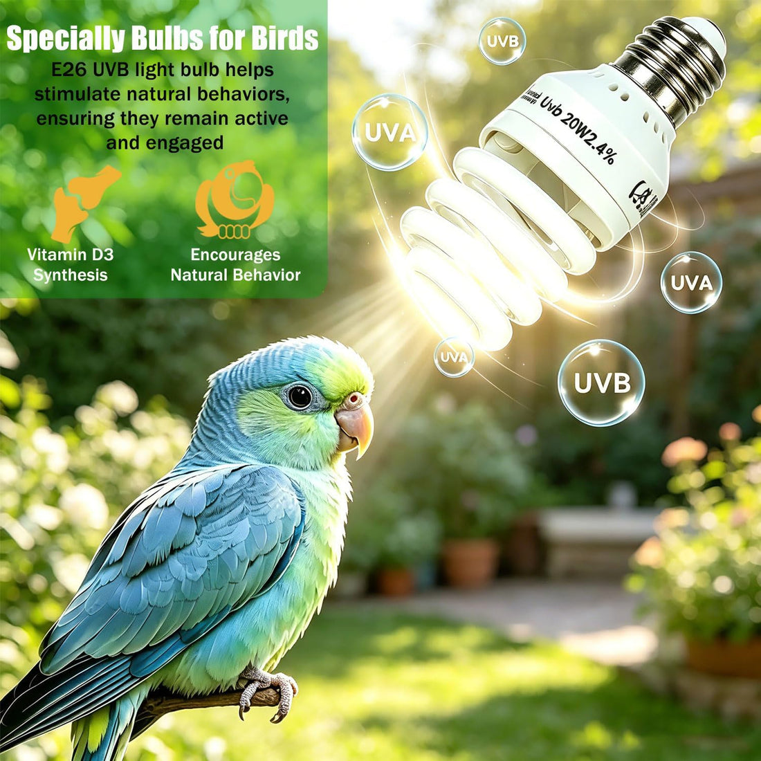KINGYEENUO Bird Cage Light with UVA UVB Full Spectrum Bird Lamp