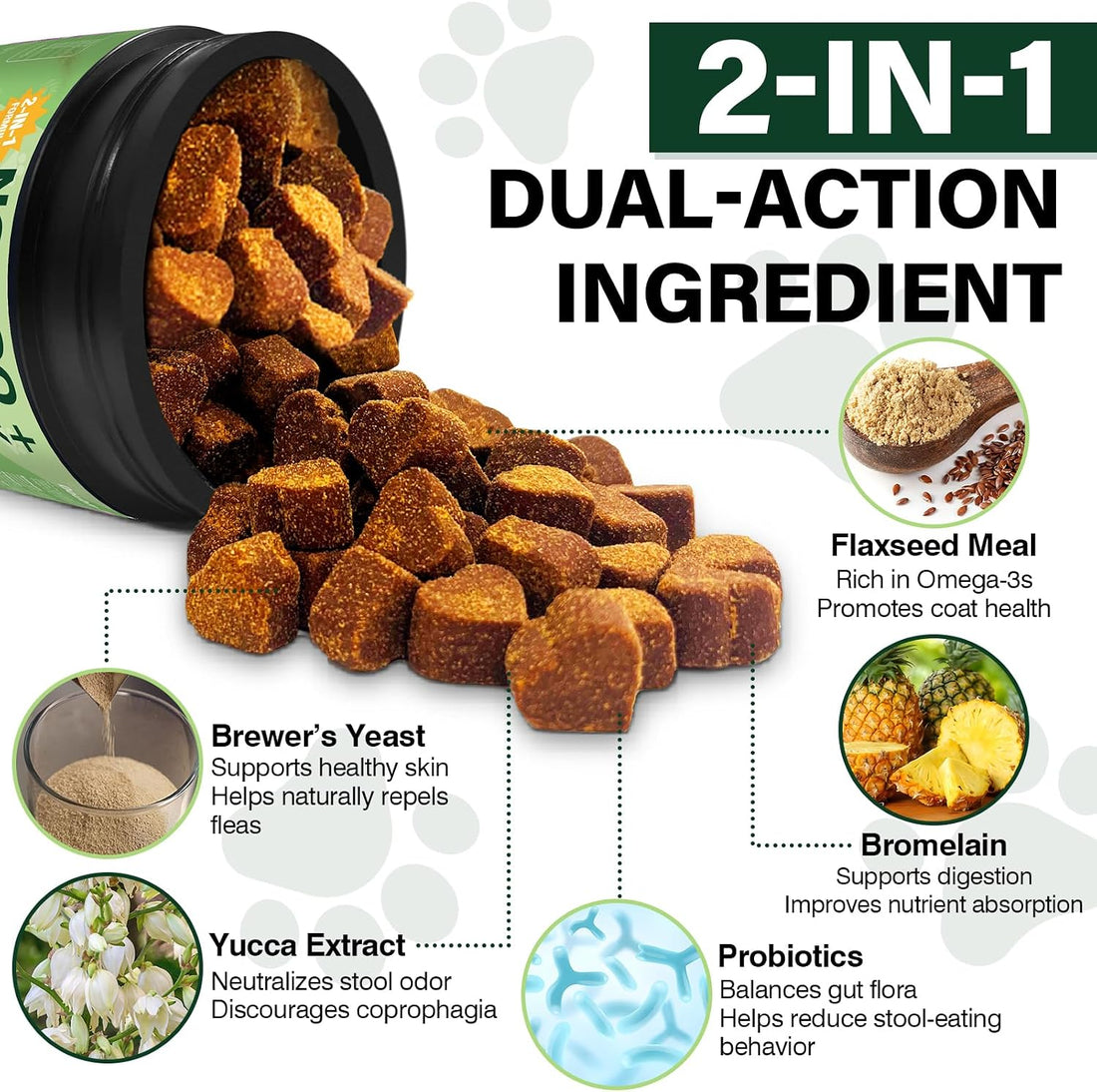 No Poo Chews for Dogs - Flea & Tick Prevention Supplement (200 Chews)