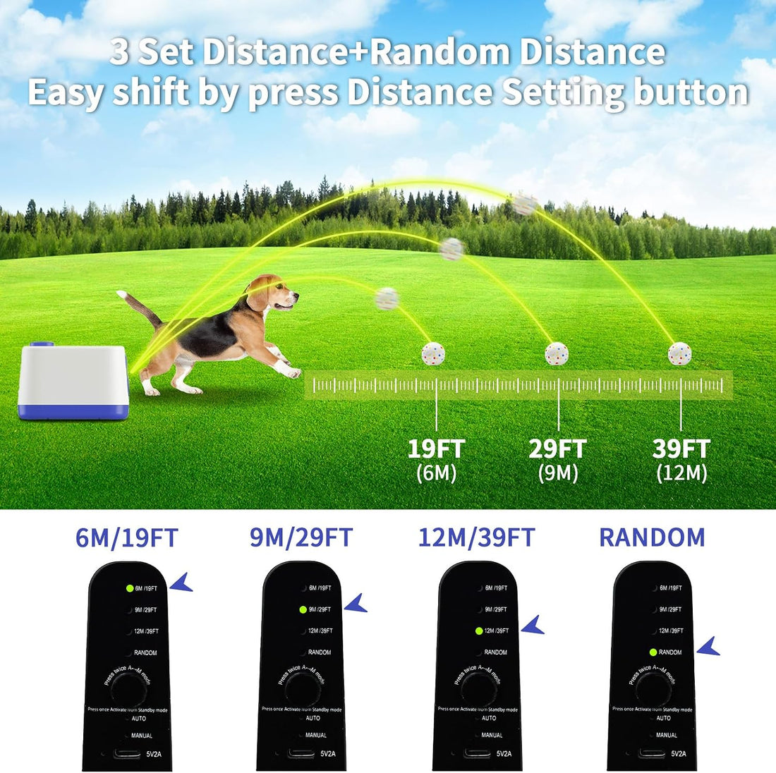 Automatic Dog Ball Launcher, Dual Auto-Manual Modes with Dog Barking