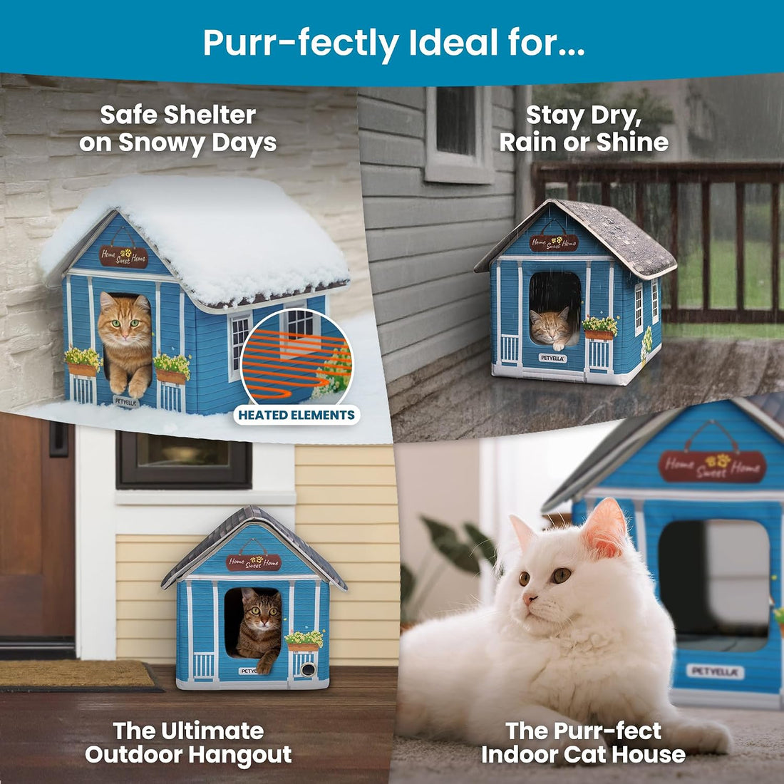 Deluxe Heated Cat House for Winter - Weatherproof, Insulated