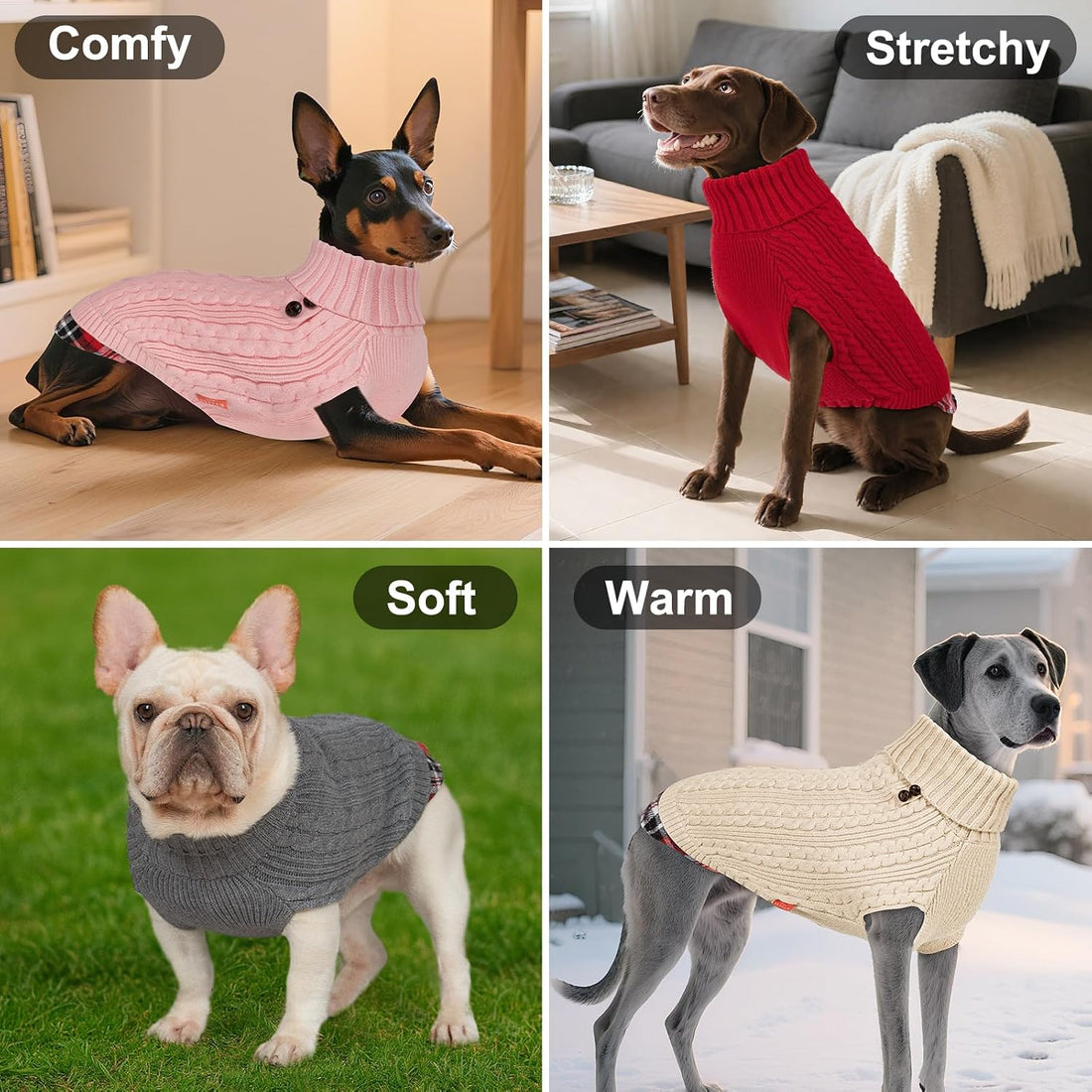 KYEESE Dog Sweater for Small Dogs Turtleneck Thick Knit Pullover