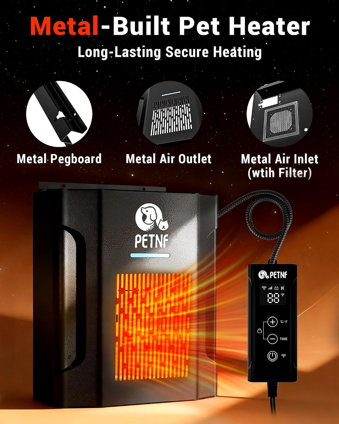 PETNF Dog House Heater – 45℉ to 113℉ Thermostat with WiFi App Control