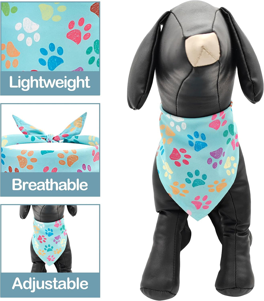 JpGdn 10PCS Big Dog Bandanas Large Breed Paw Print for Extra Large XL