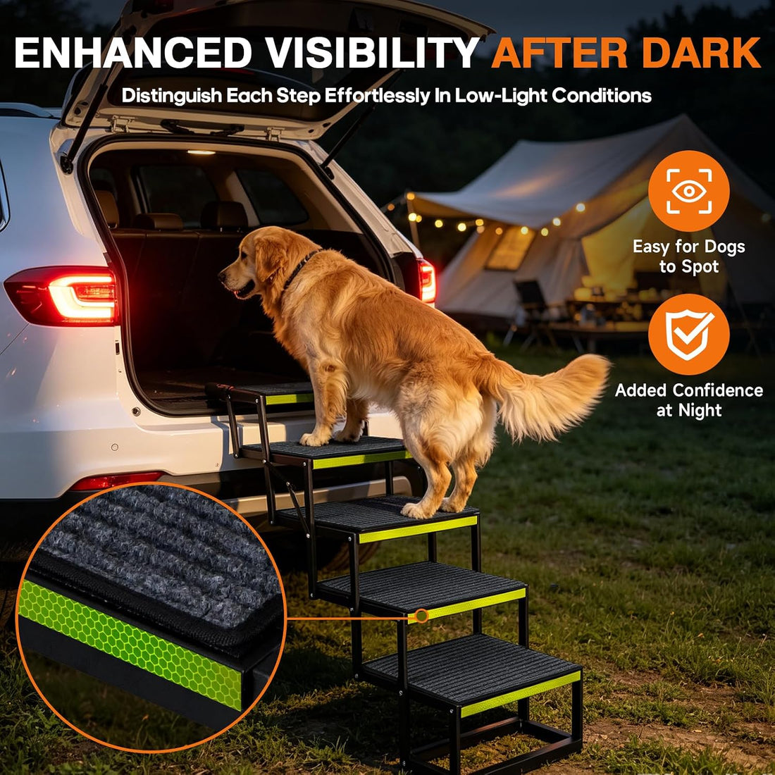 Foldable Dog Steps for Car SUV Truck, Dog Car Stairs for Large Dogs