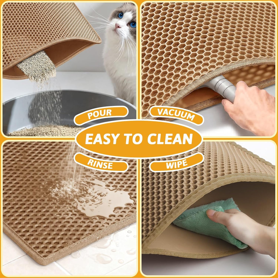 Pieviev Cat Litter Mat Double Layer Waterproof Urine Proof Trapping