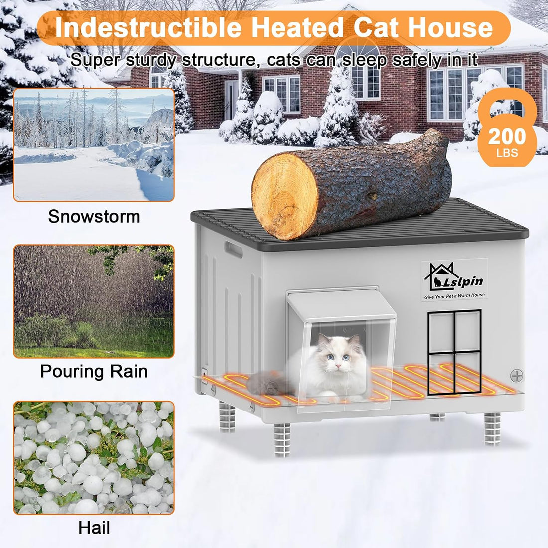 Large Heated Cat House for Outside Cats in Winter