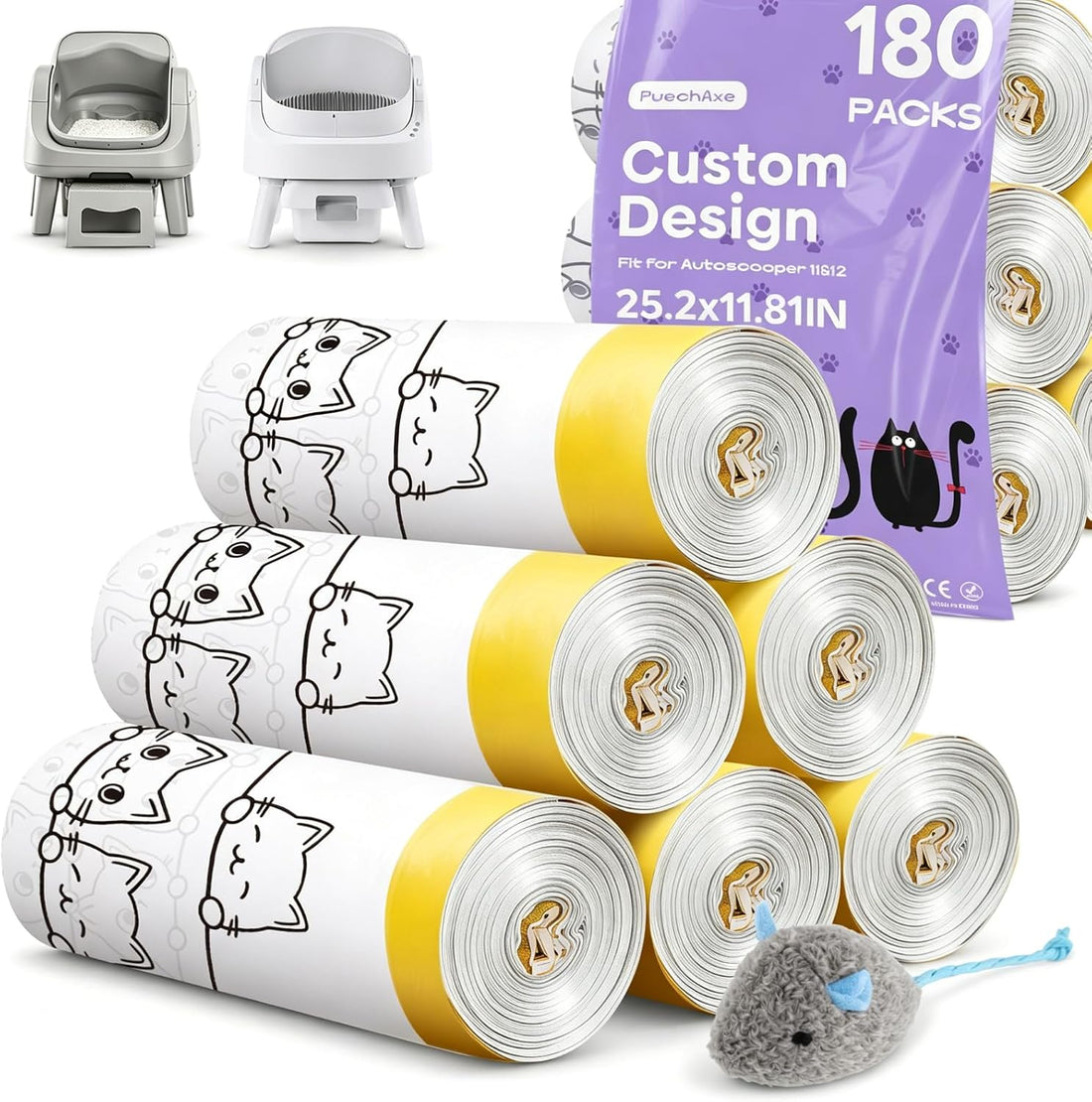 Cat Litter Bags for Pet Pivot Autoscooper 11/12 Box, 60 Count