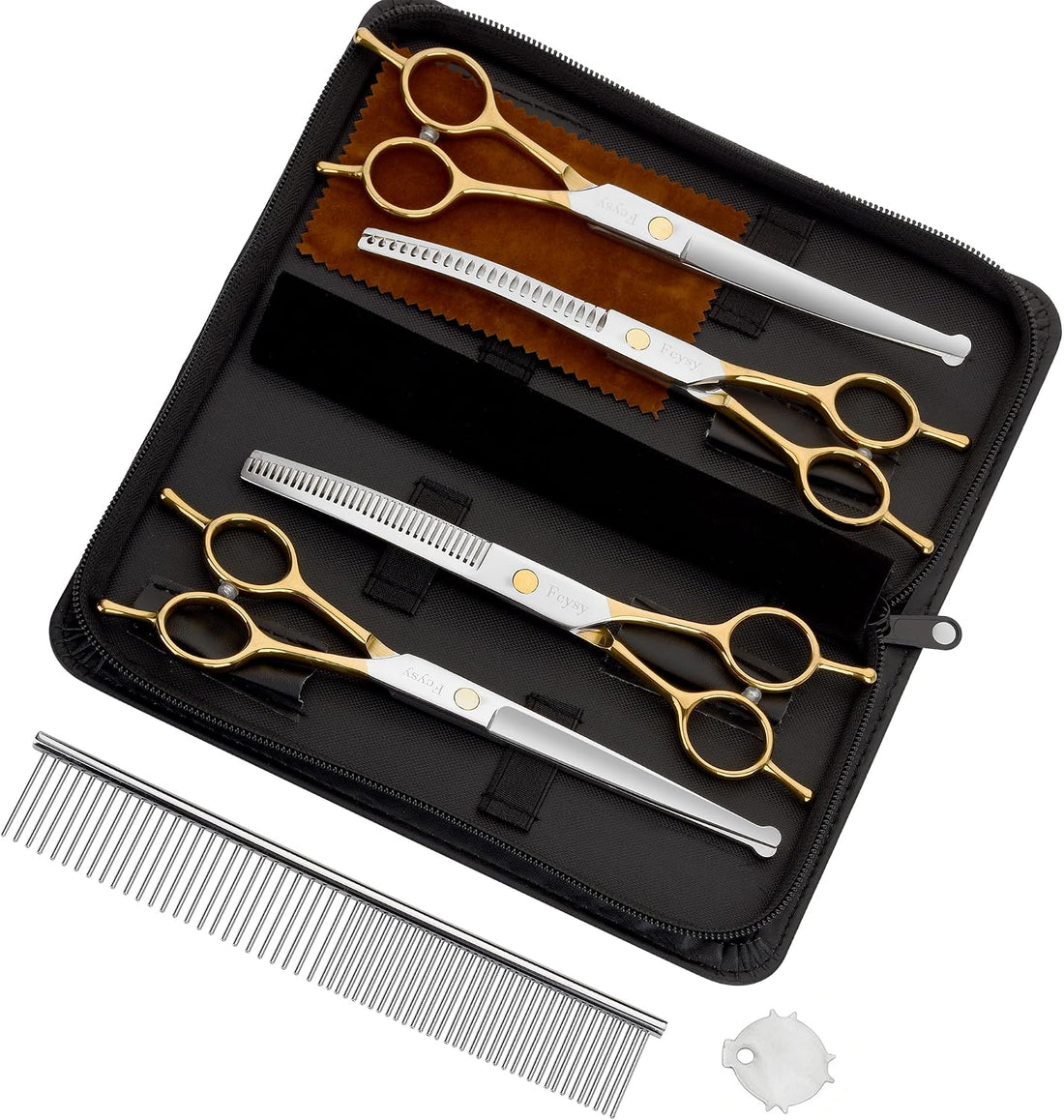 Dog Grooming Scissors Kit, Curved Pet Grooming Shears Set