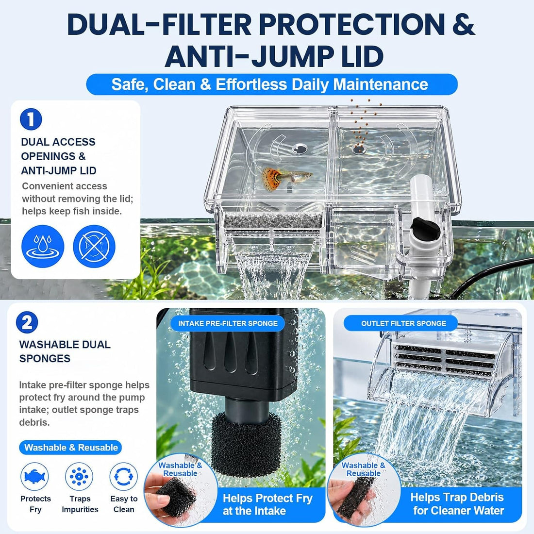 External Fish Breeder Box for Fish Tank with USB Pump Aquarium