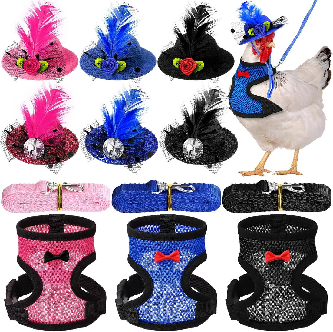 Zhanmai 9 Pcs Chicken Harness and Leash for Hens, Chicken Accessories