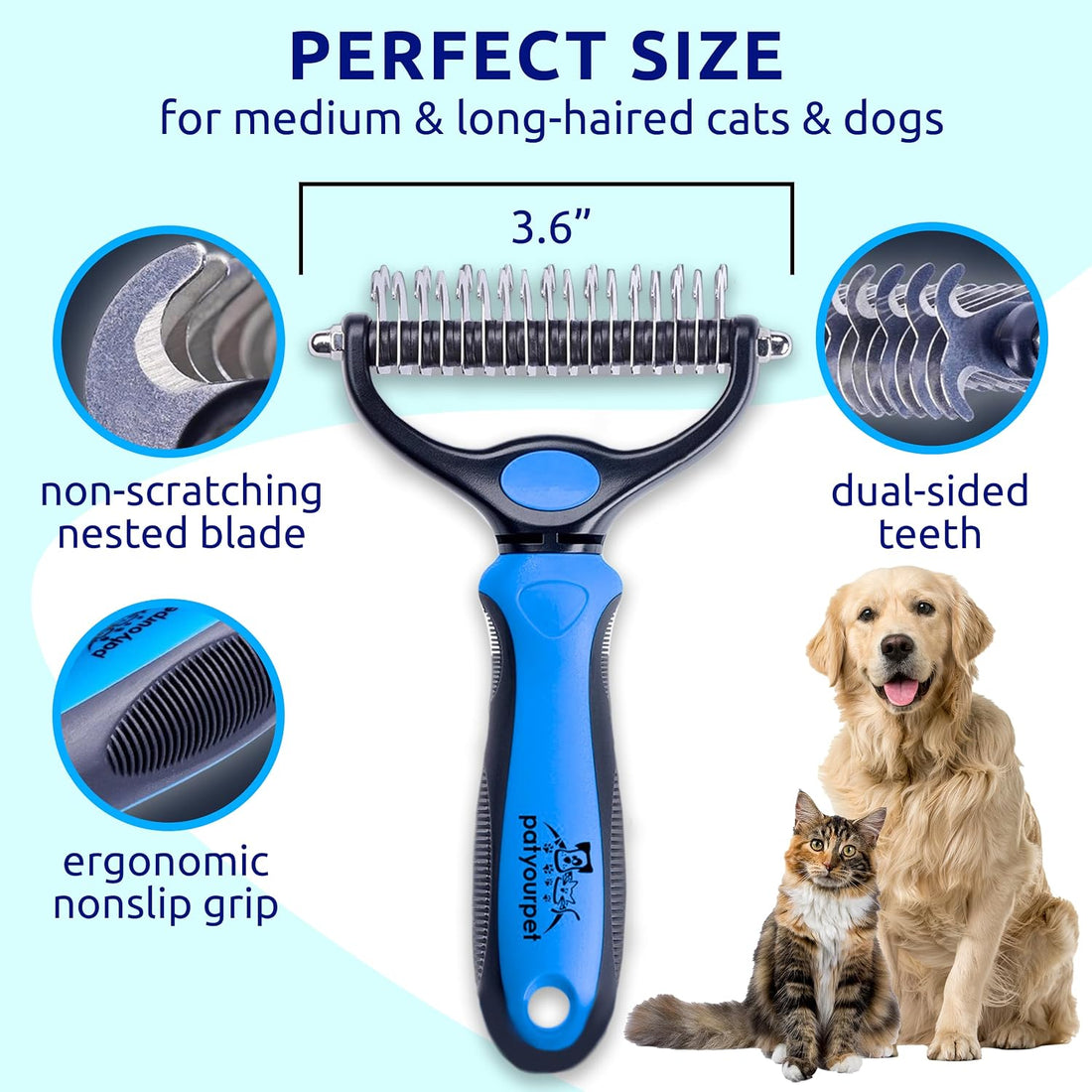 Pat Your Pet Deshedding Dog Brush For Shedding