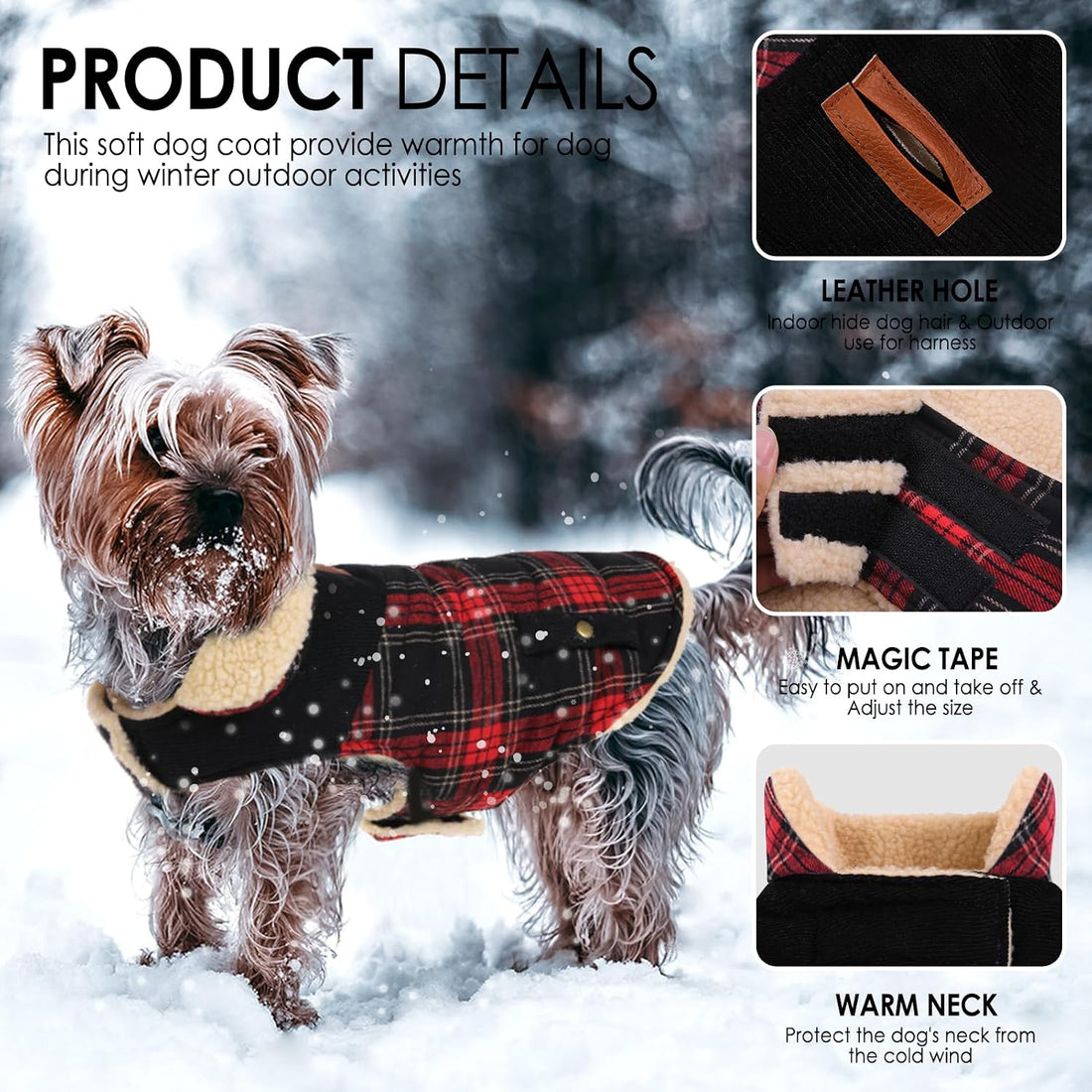 Extra-Small Dog Winter Coat, Puppy Plaid Warm Puffer Jacket