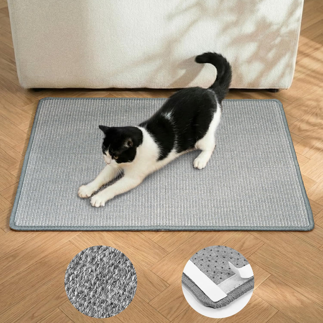 Conlun Cat Scratcher Mat,Natural Sisal Cat Scratch Pad,Horizontal