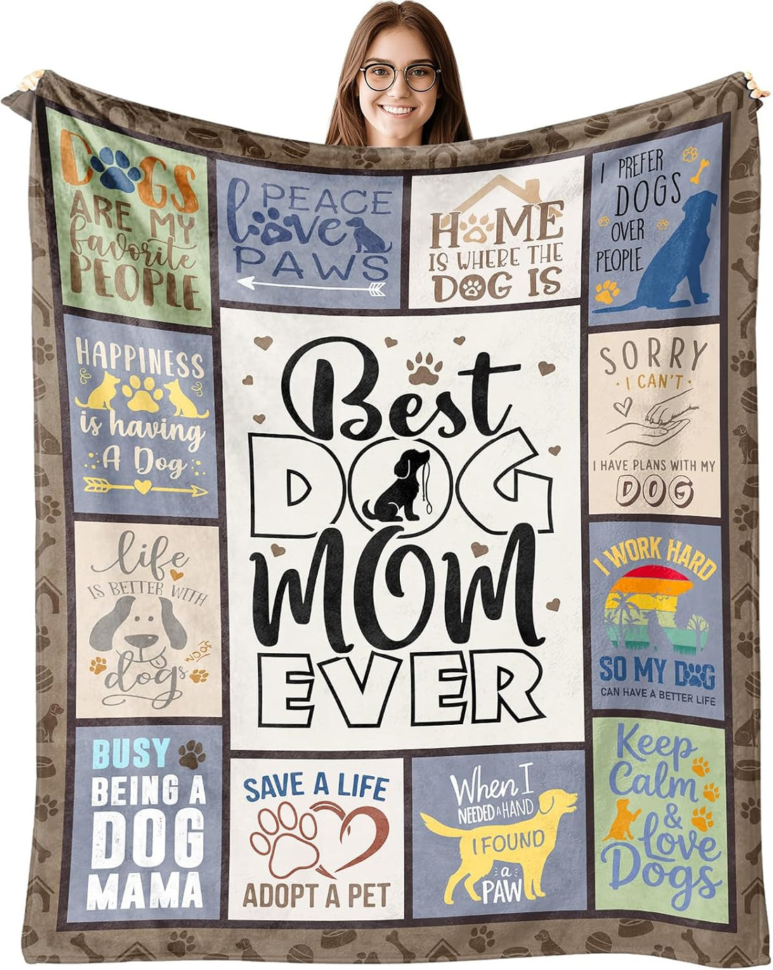 Cat Mom Gifts Themed Blanket 60" x 50", Cat Lover Gifts for Women