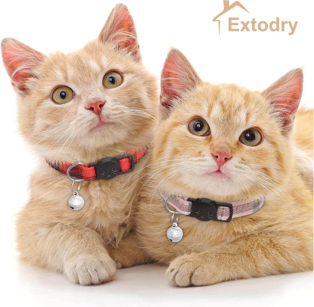 6 Pack Classic Plaid Cat Collars with Bells