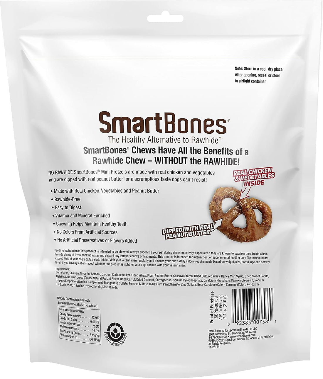 SmartBones Mini Pretzels Rawhide-Free Dog Treats, Peanut Butter