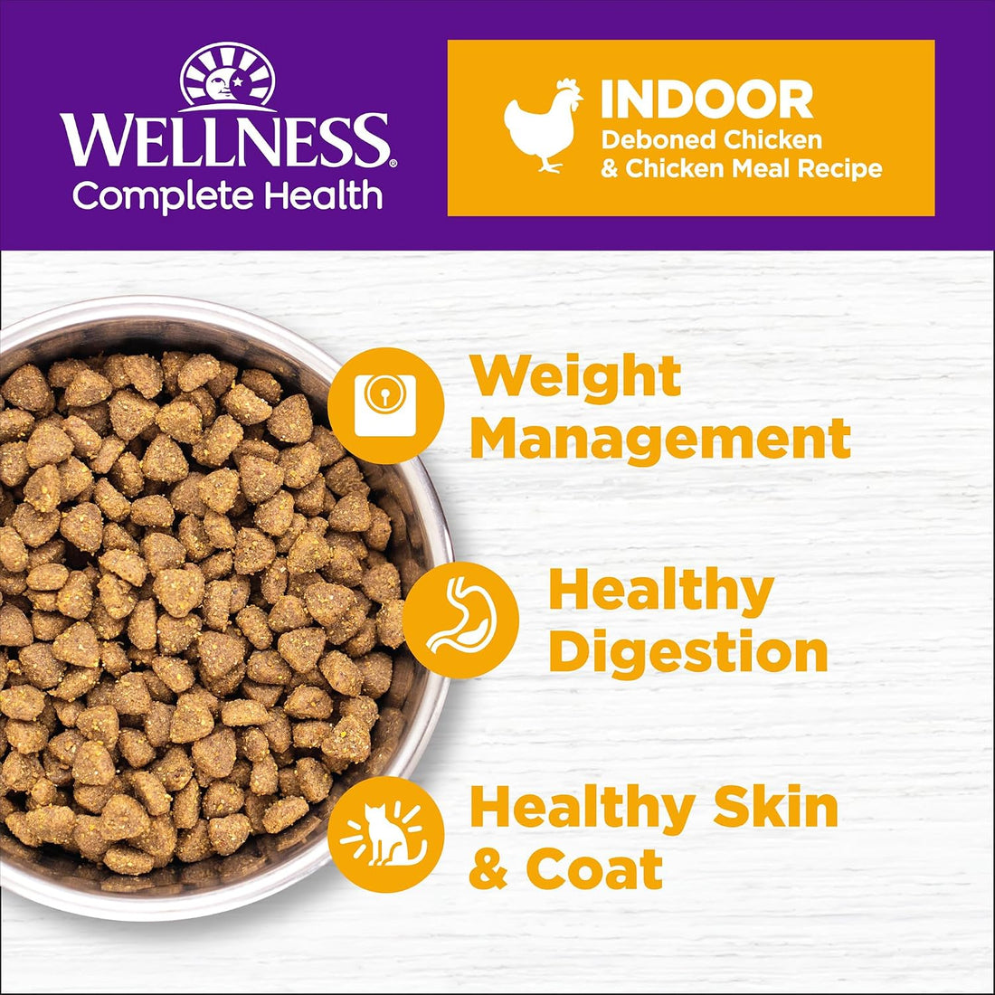 Wellness Complete Health Adult Dry Cat Food for Indoor Cats, Natural