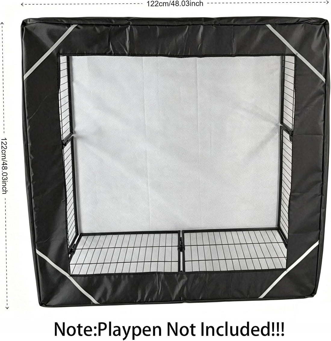 PJYuCien Square Playpen Top Cover for 24'' Width 8 Panel Pen, Black