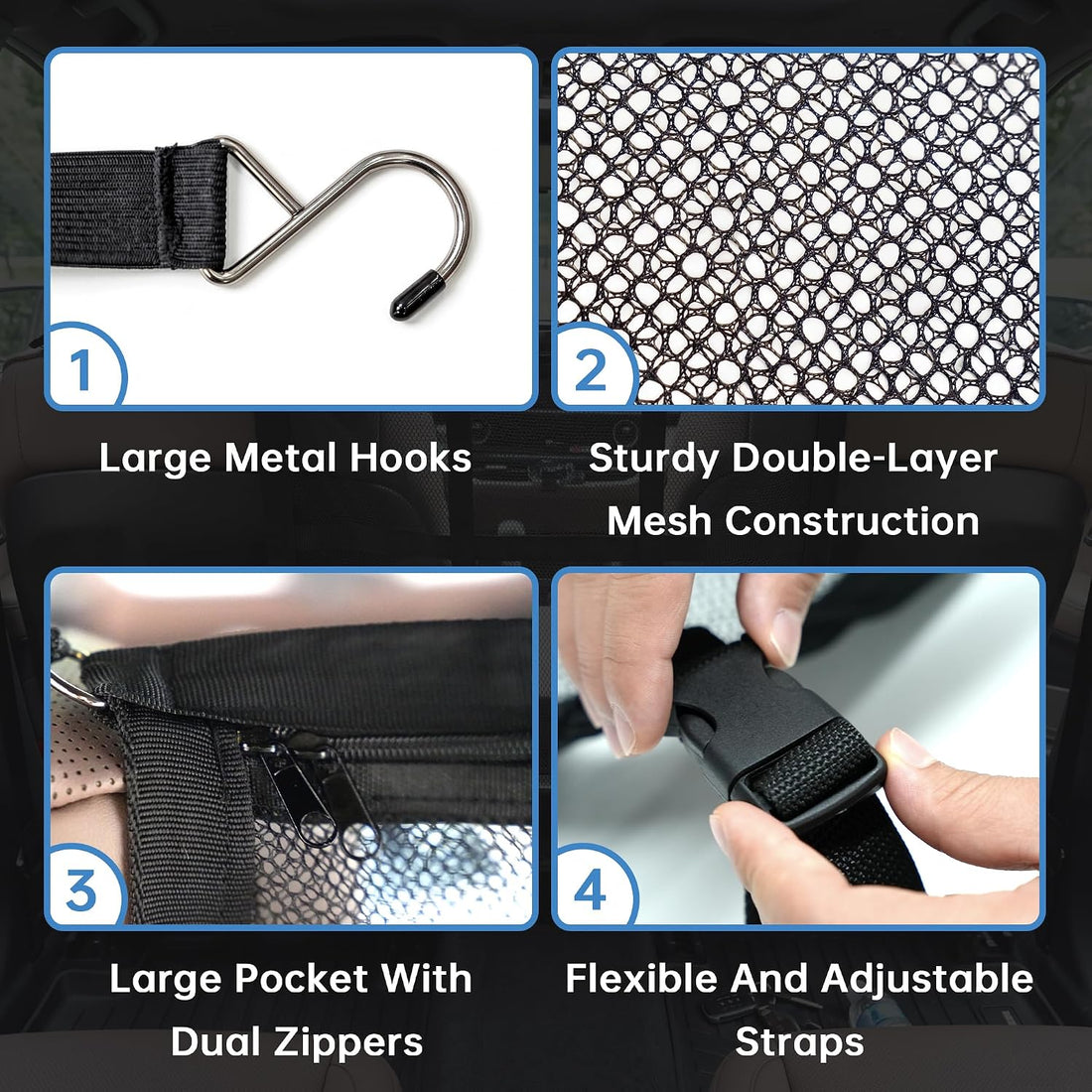 Dog Car Barrier for Sedans SUVs Trucks, Double-Layer Mesh
