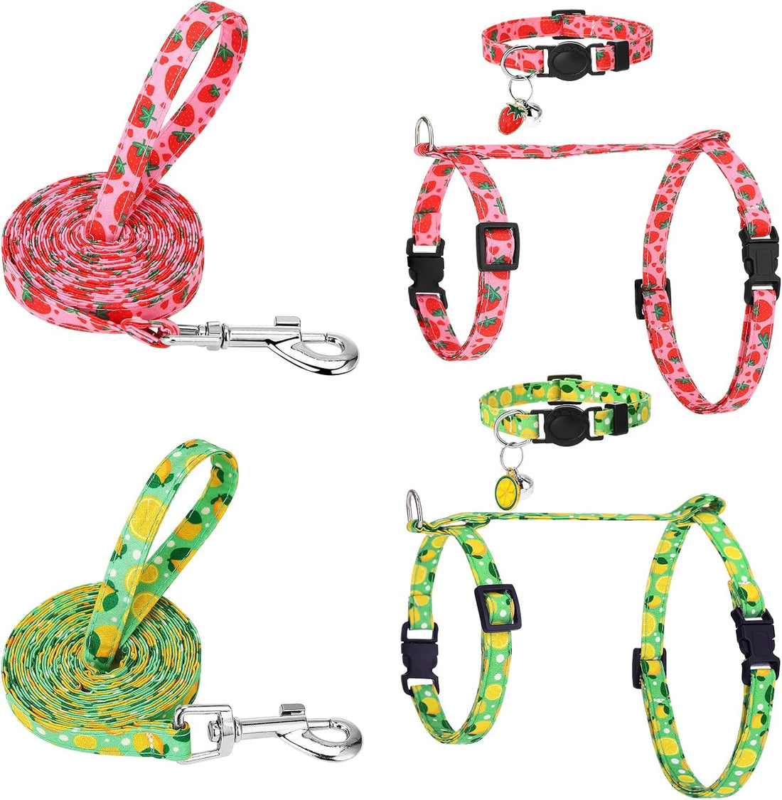 2 Pack Halloween Cat Harness and Leash Breakaway Cat Collars with Bow