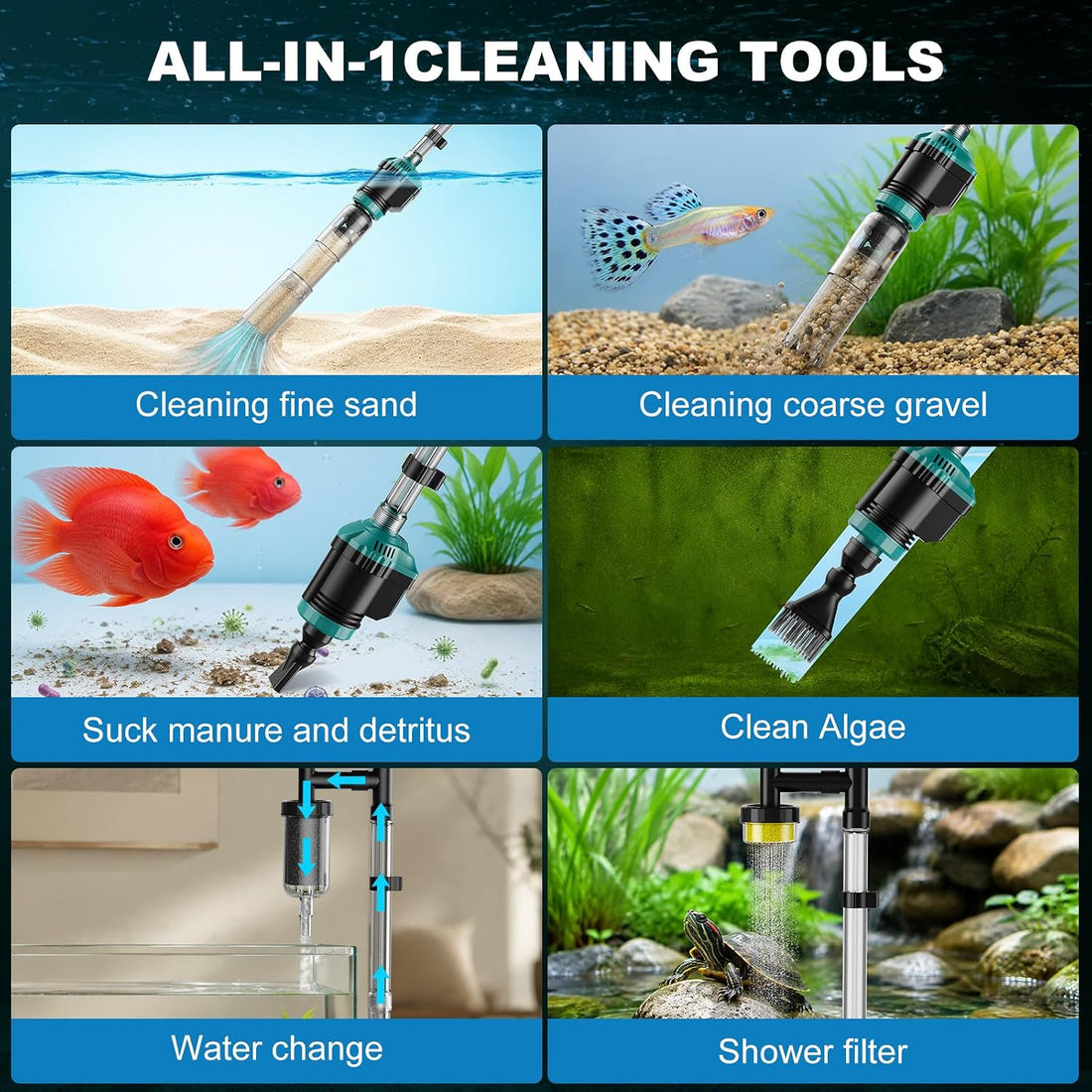 Electric Aquarium Gravel Cleaner and Water Changer with Filter 16w