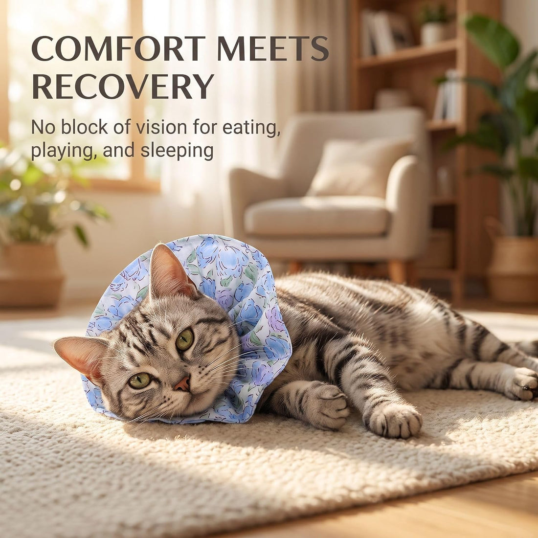 Soft Cat Recovery Collar, Adjustable Pet Cone Alternative for Cats