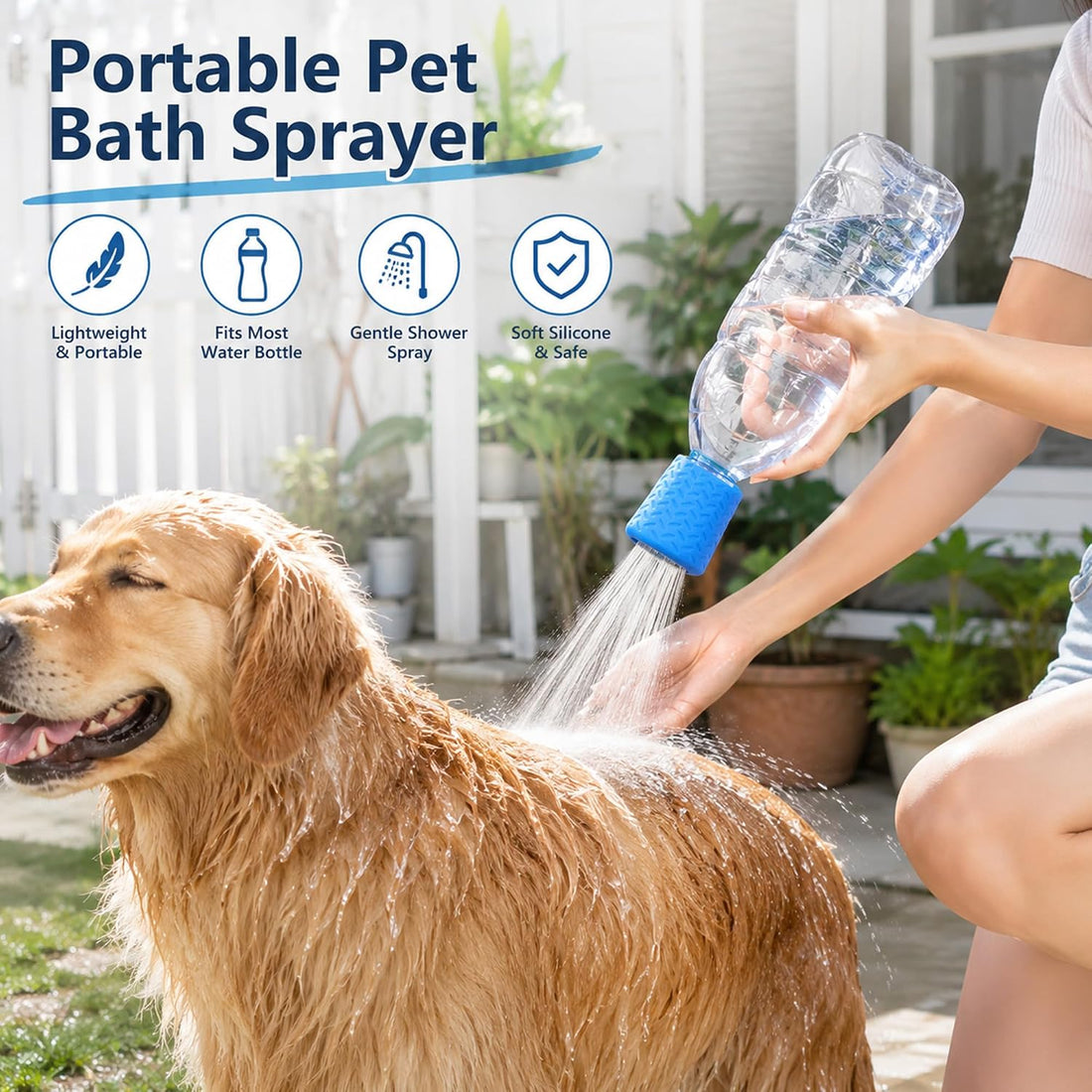 3 Pieces Portable Pet Silicone Shower Sprayer Attachment