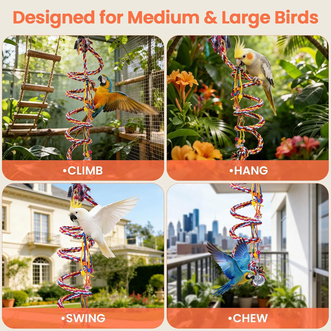 Ultra Long Bird Toys for Large Parrots