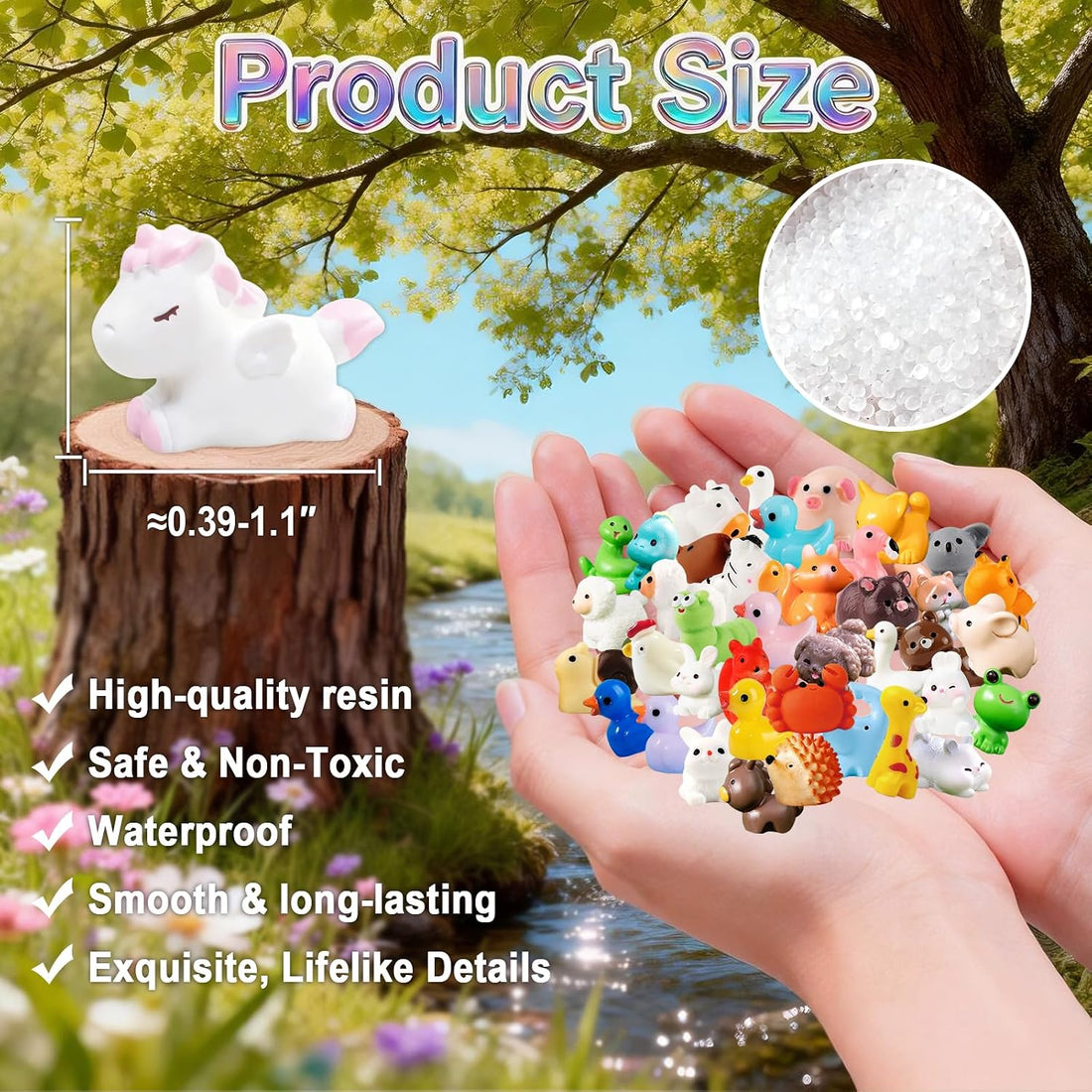 Zerobe Mini Resin Animals: 40 Styles Tiny Collectible Figurine Bulk