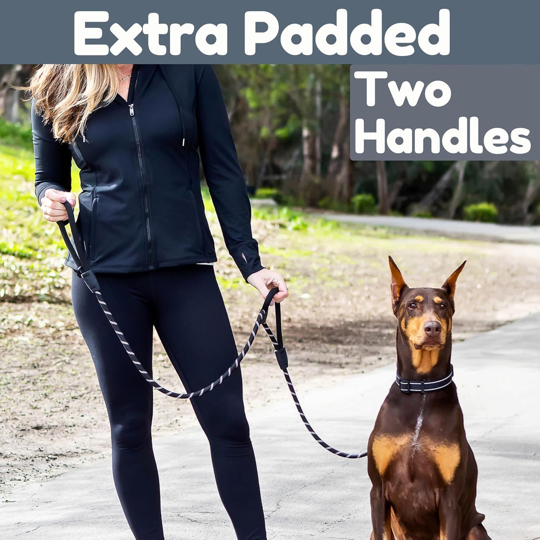 6 Foot Dog Leash, Two Extra Padded Handles, Locking Carabiner Clip