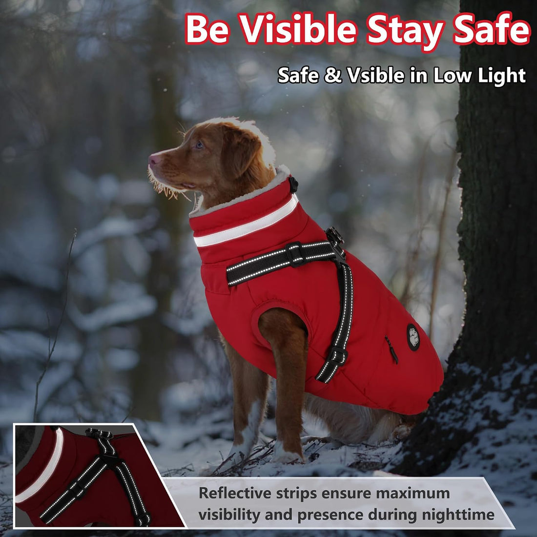Dogcheer Dog Winter Coat with Harness, Waterproof Dog Warm Jacket