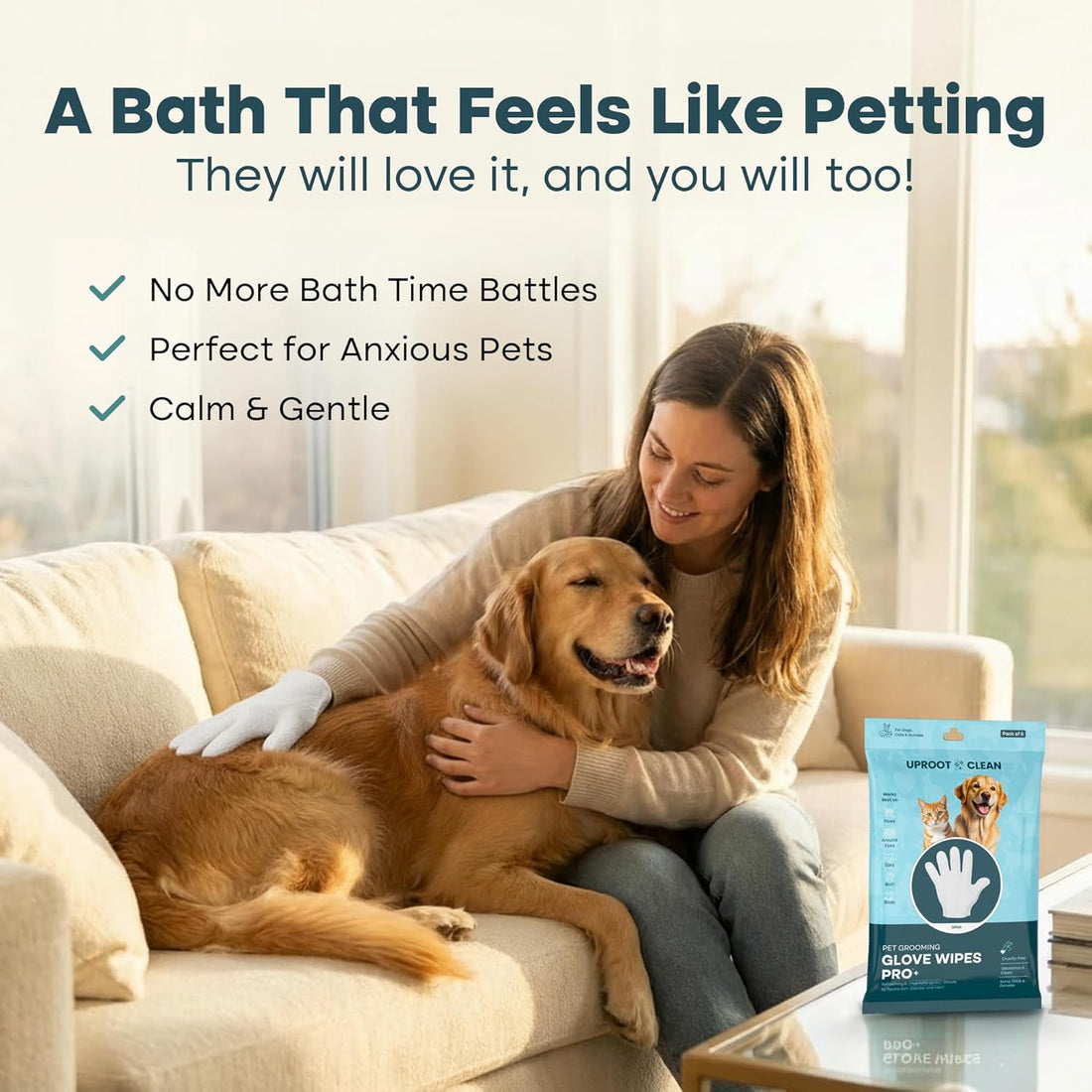 Uproot Clean Pet Grooming Gloves: Deodorizing & Grooming
