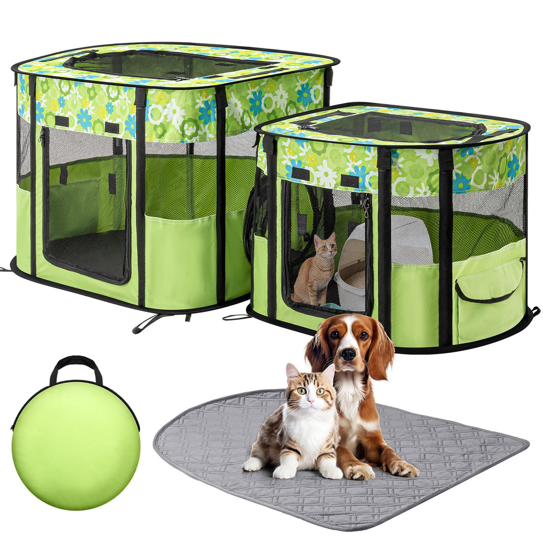 Portable Cat Playpen with Separate Areas