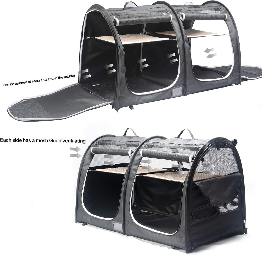 Mispace Portable Twin Compartment Show House Cat Cage Condo,Comfy