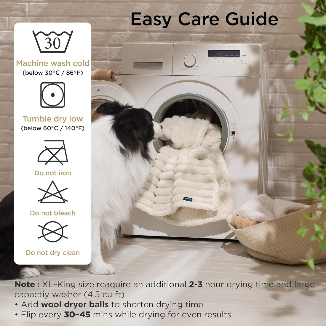 Bedsure ComfyFleece™ Waterproof Dog Blankets for Large Dogs