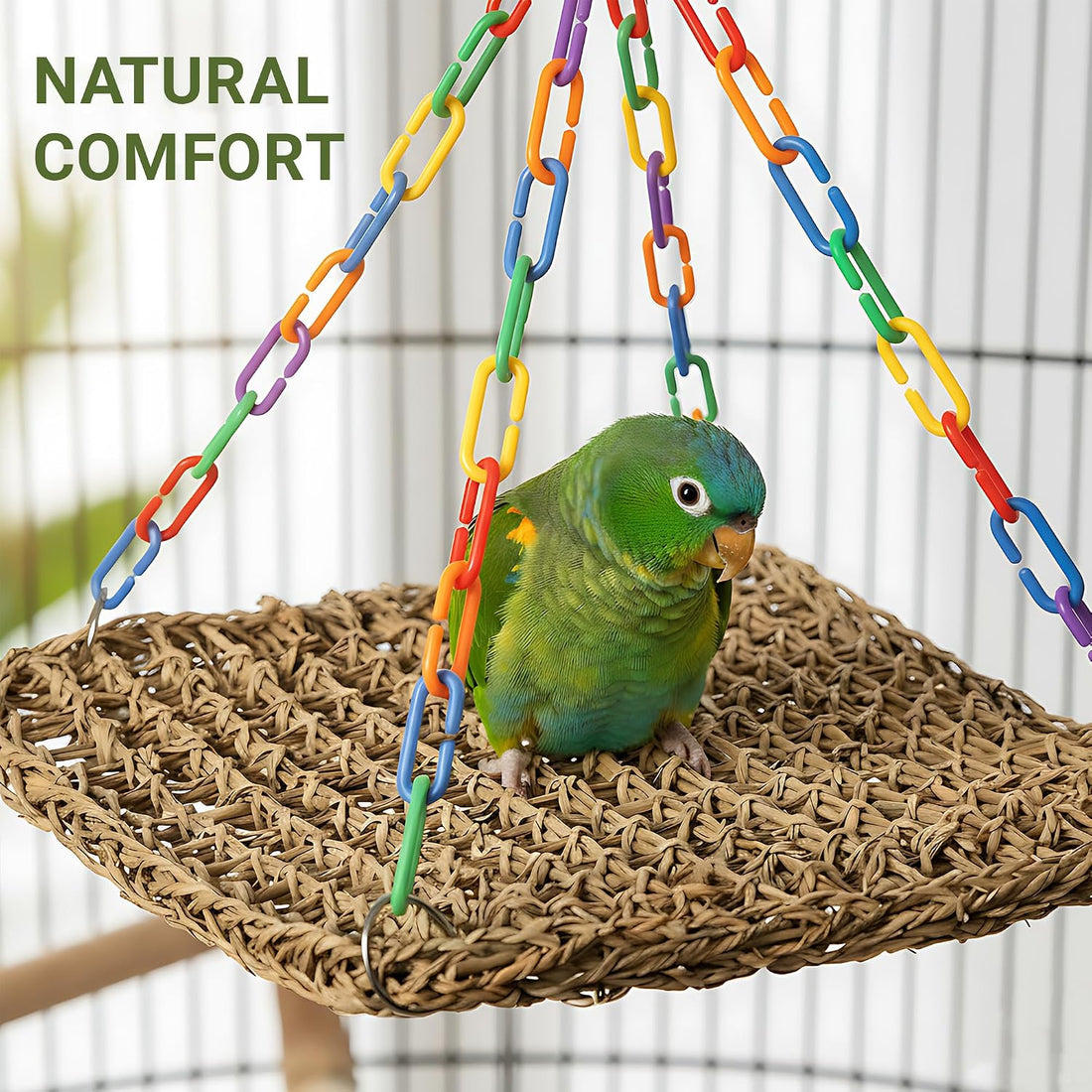Natural Seagrass Bird Hammock for Cage, Parrot Climbing Hammock