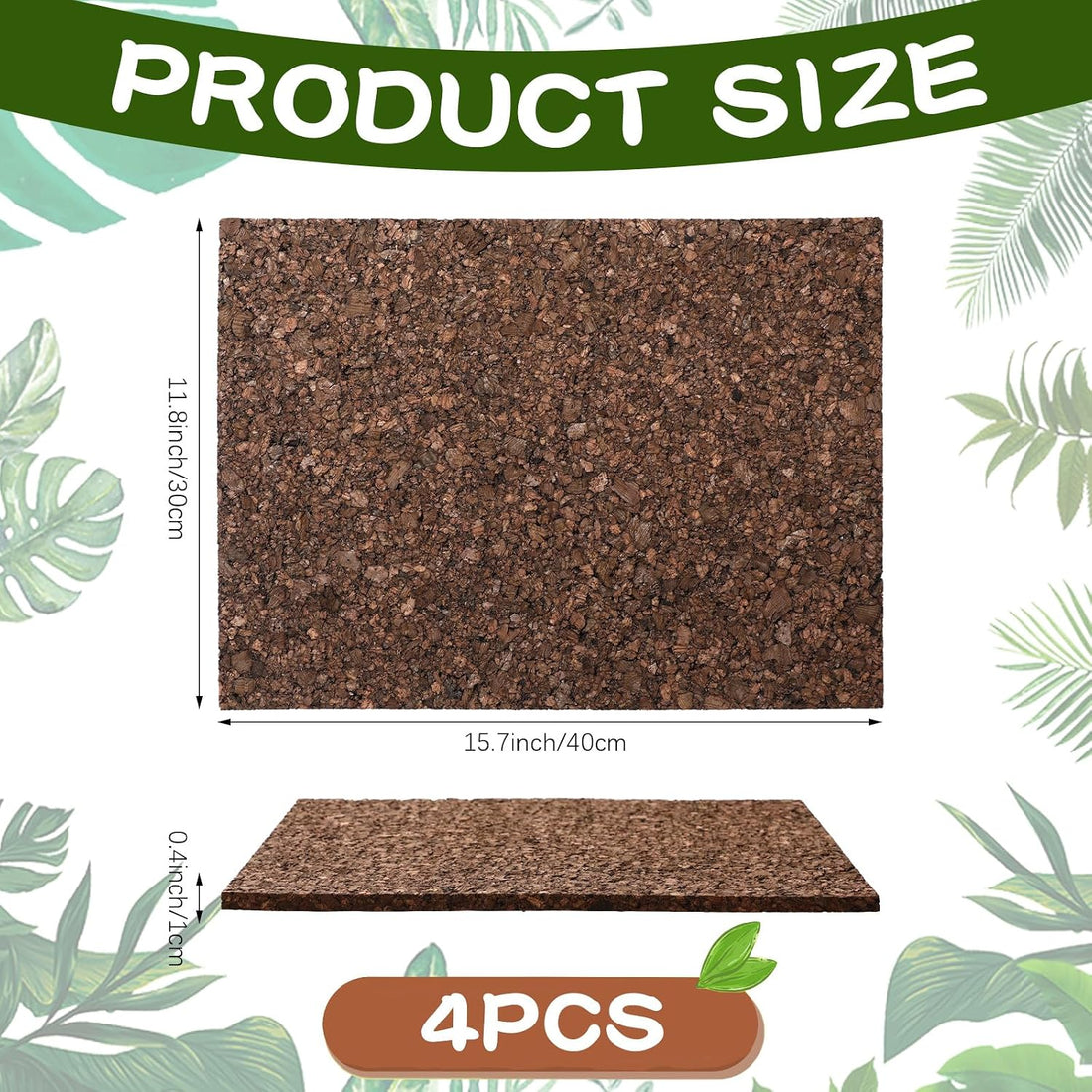 4 Pack Cork Terrarium Background, Natural Bark Climb Mat