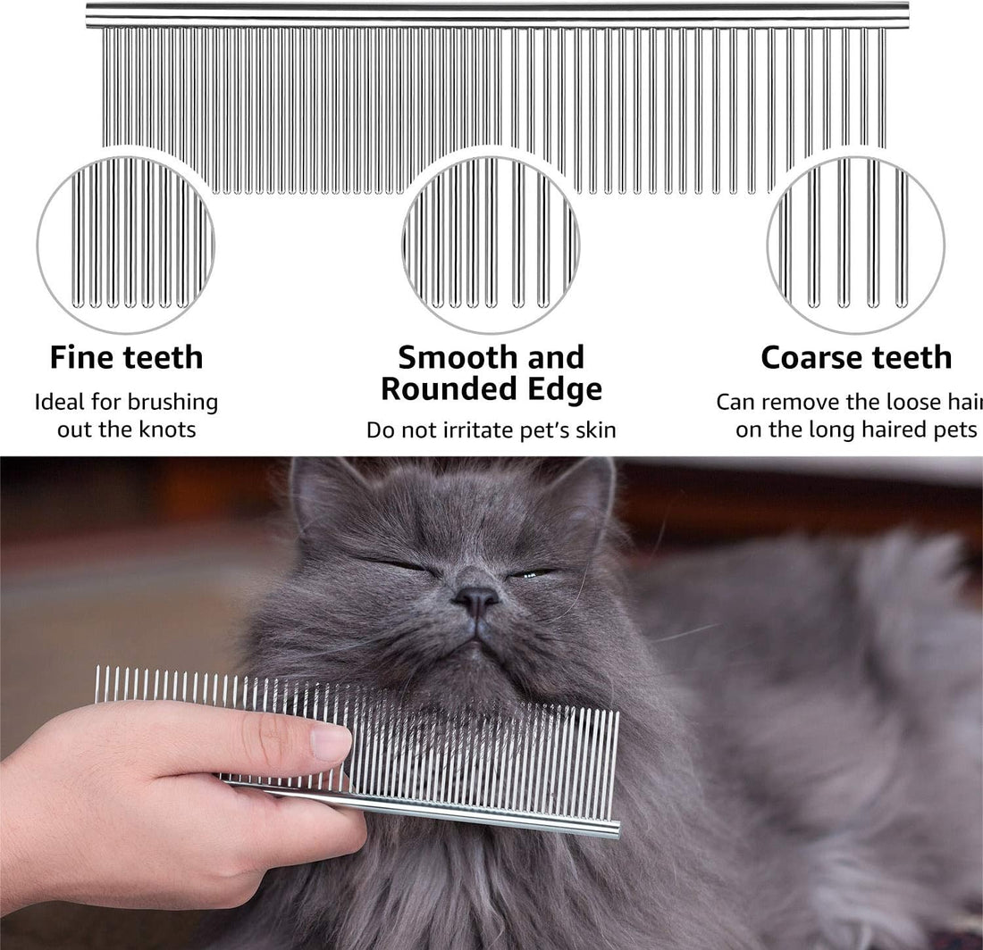 Flea Comb For Dogs & Cats Pet Comb Grooming Set 5 Pieces Metal Teeth