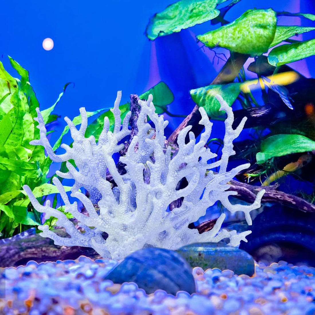 2 PCS Aquarium Coral Ornament, Blue Pink Coral Reef Decor